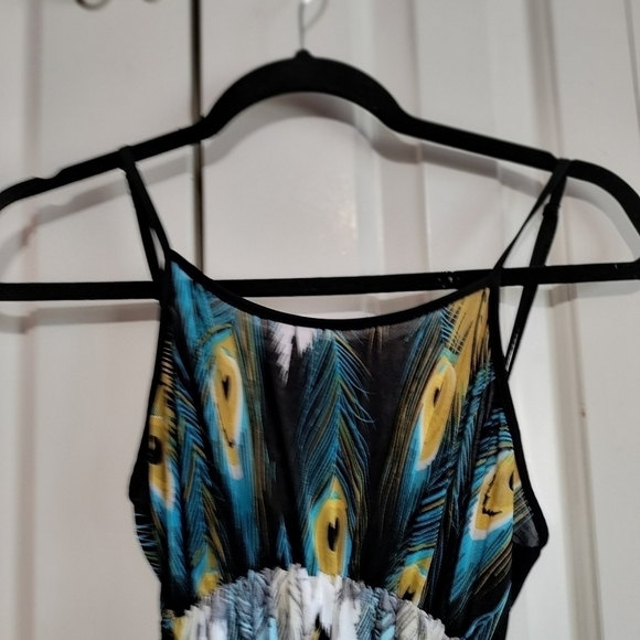 Peacock feathers print bodycon maxi dress size small - Picture 5 of 8